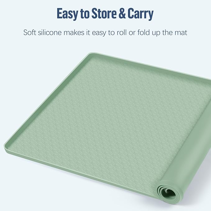 Pee Pad Holder for Dogs, 51" x 25.6" Silicone Pee Tray Mat Leak-Proof, High Edge, No Spill Pet Pad Holder for Puppy, Cat, Rabbit, Training Pads for Floor Protection, No Pee Pads (Green)
