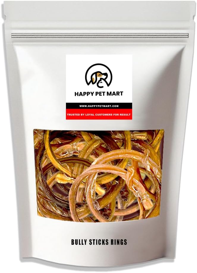 Natural Dog Treats - Single-Ingredient - 100% digestible (Pack of 10, Bully Stick Rings)