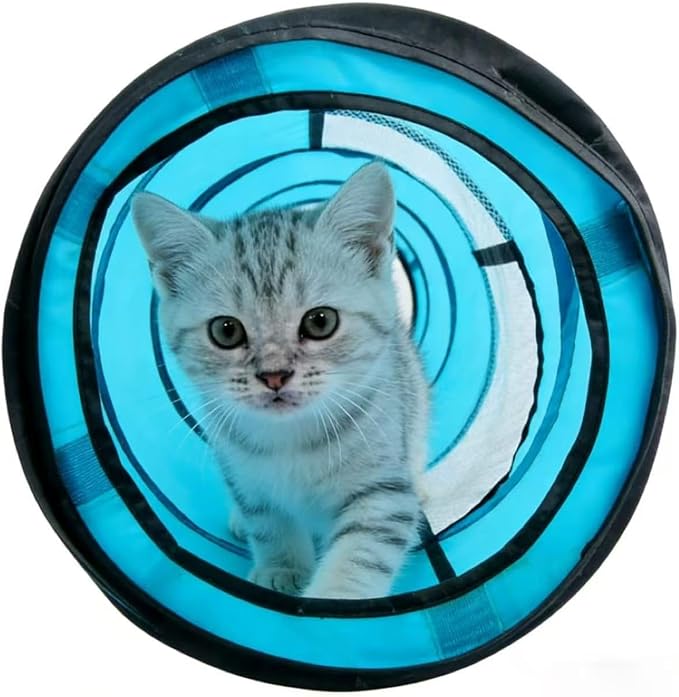 PAWISE Cat Tunnel for Indoor Cats, Collapsible Interactive Cat Toy Tube with Peek Hole, Foldable Pet Play Tent for Kittens Rabbits Small Animals, 10.5x34.5 Inches