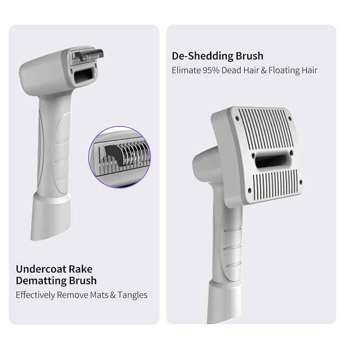 Dog Grooming Vacuum Attachment Kit, Pet Vacuum Brush for Shedding Grooming with Slicker, Dematting Brush for Cat Dog Hair Remover, for Dyson V7 V8 V10 V11 V12 V15