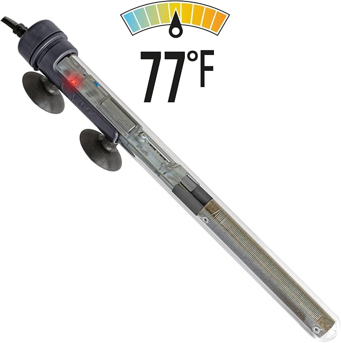 Sicce Scuba 50 Watt Aquarium Fish Tank Heater Preset at 77℉ for Up to 15 Gallons | 50W Submersible for Marine Saltwater and Freshwater | Run Dry Protection