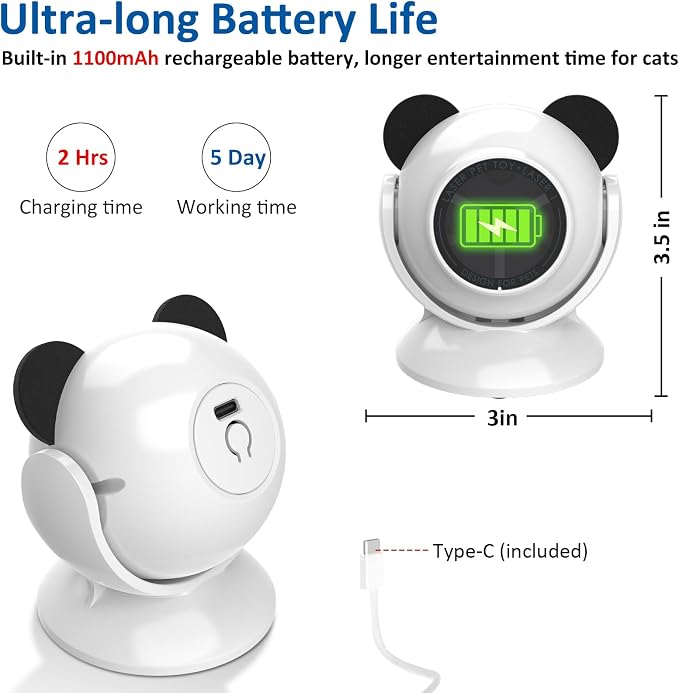 Sofolor Laser Cat Toys for Indoor Cats, Automatic Cat Laser Toy with Random Trajectory, Suction Cup Design, Run Quiet, USB Rechargeable
