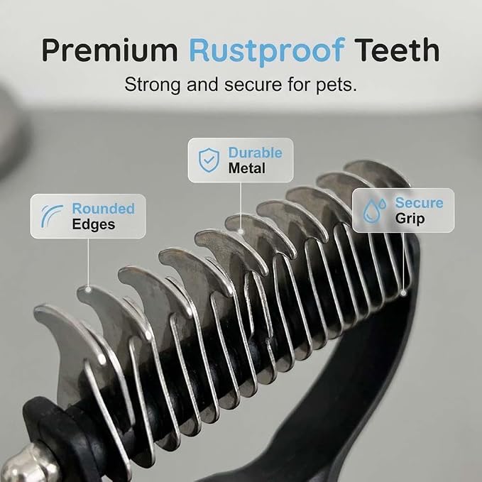 2026 Upgrade Double Sided Pet Grooming Brush, Dual Sided Pet Grooming Comb, Double Teeth, Silky Smooth, Convenient and Efficient for Dogs, Cats, Shedding, Bathing, and Daily Grooming (Grey)