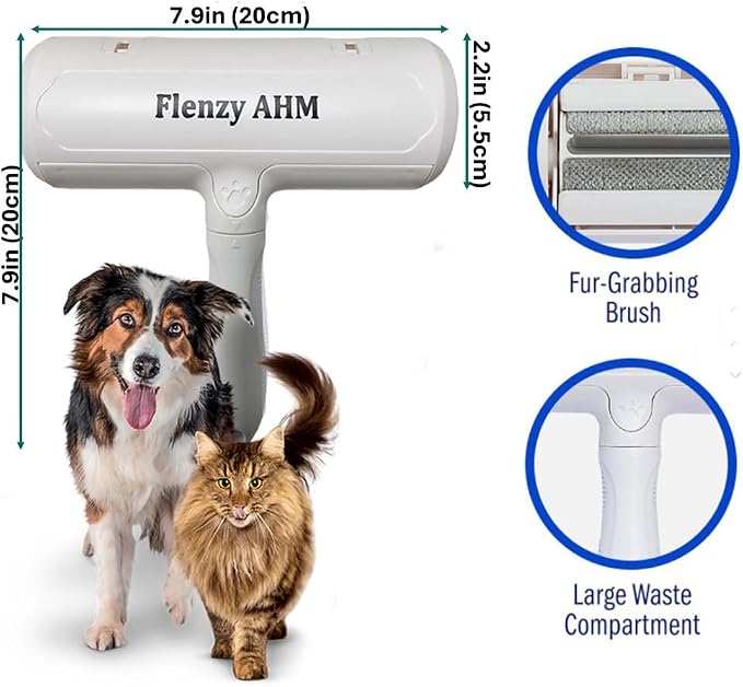 Pet Hair Remover Tool, Reusable Lint Roller Brush for Cat and Dog Hair and Fur Remover from Sofa, Couch, Furniture, Carpet, Bedding, Clothes and Car Seat. Waterproof, Portable and Easy to Clean-White