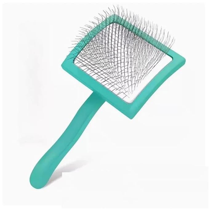 Professional Pet Grooming Brush - Long Handle Hair Remover for Dogs, Reusable Deshedding Rake(Green)