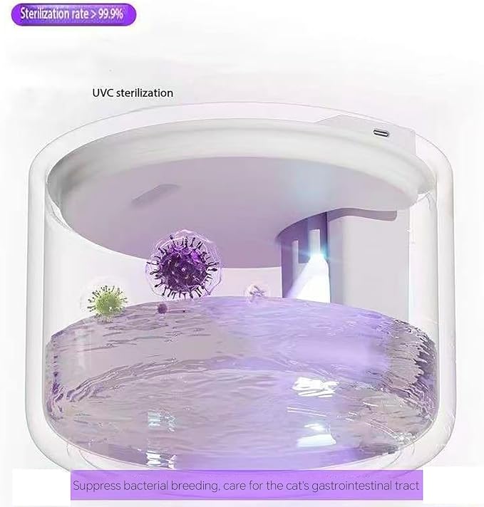 Cordless Ceramic Cat Water Fountain: 101.45oz/3L with 7 Filters with 5000mAh Battery Automatic Super Silent Intelligent Sensor Pet Drinking Dispenser Dog Water Bowl Dispenser (White UVC)