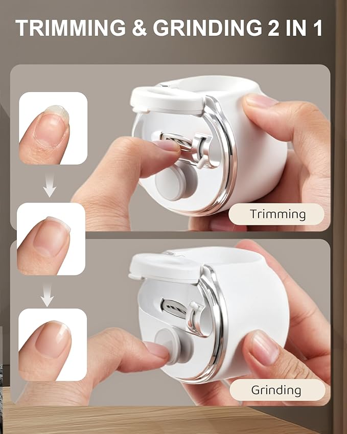 2026 New Electric Nail Clipper, Lictin 3 in 1 Rechargeable Nail Trimmer Set with LED Light & Slanted Nail Clipper & Magnifier Assistance, Safety Finger Toenail Clippers for Baby, Kids, Seniors, Adults