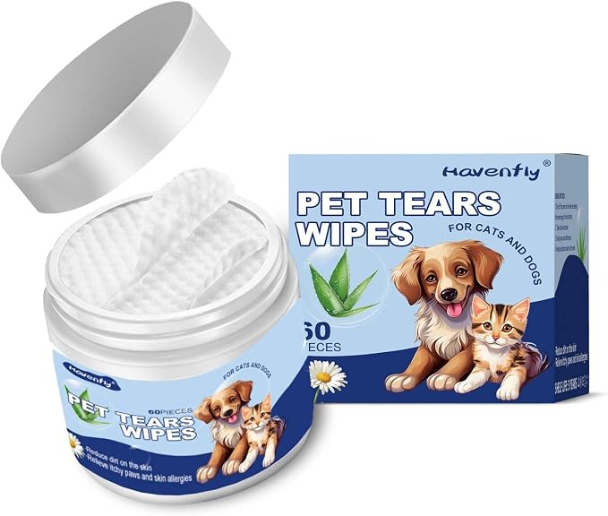Dog Ear Wipes, Eye Wipes for Cats, Dog Tear Stain Remover Wipes, Pet Eye Wipes for Discharge and Crust (60pcs)