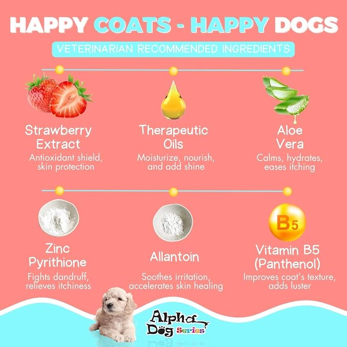 Natural Puppy Shampoo and Conditioner Tear Free with Aloe Vera, pH-Balanced Shampoo for Puppies, Tearless Dog Shampoo and Conditioner, Puppy Wash Sensitive Skin 26.4 Oz (Pack of 2)
