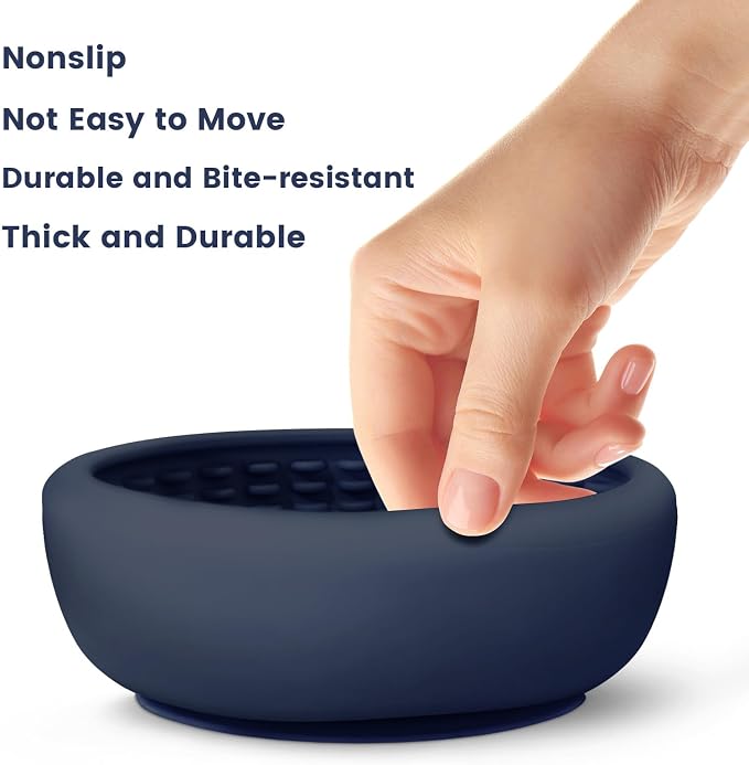 Dog Licking Bowl,Slow Feeder Dog Freeze Bowl, Anxiety Relief Treat Dispenser, Silicone Anti-chocking Pet Dish, Non-Slip Interactive Entertainment Puzzle Toy for Mediuml&Large -Dark Blue