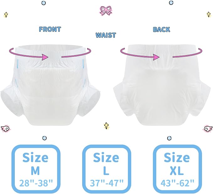 CutiePlusU Disposable Diaper Protective Underwear Absorbent Briefs Dry Surface- White 10 Pieces (Medium 28"-38")