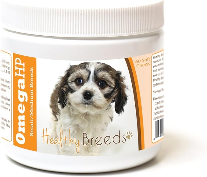 Healthy Breeds Cavachon Omega HP Fatty Acid Skin and Coat Support Soft Chews 60 Count