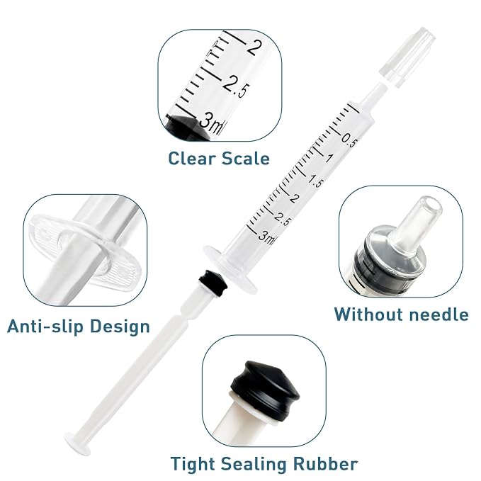 100 Sets 3ml Colostrum Syringes,Colostrum Collector kit Include 100 3ml Syringe with Cap, Sticker, Clear ziplock Bag and a Measuring Cup