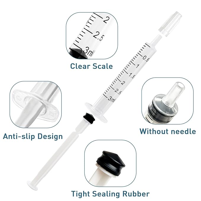 50 Sets Colostrum Syringes,3mL Colostrum Collector Kits Include 50PC 3ml Sterile Syringe with Cap, Sticker, Clear ziplock Bag and a Measuring Cup