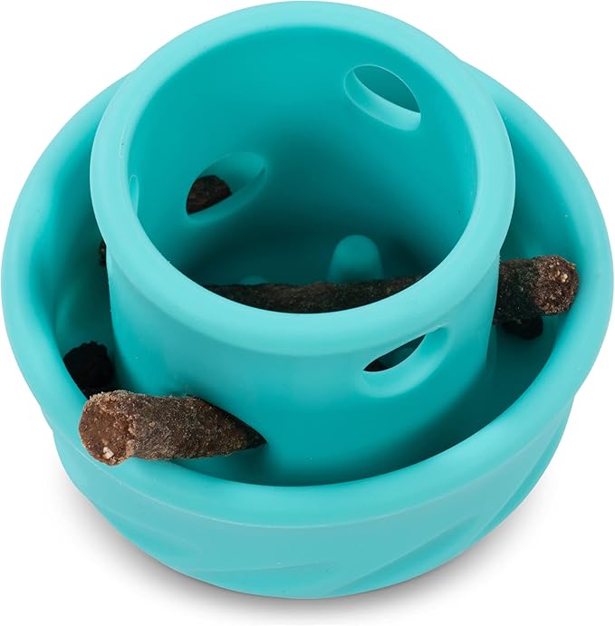 Messy Mutts Totally Pooched Puzzle 'n Play Mushroom | Stuffable Treat Toy for Dogs |Durable TPR | 4” x 3.5” (Large) Dog Toy | Teal