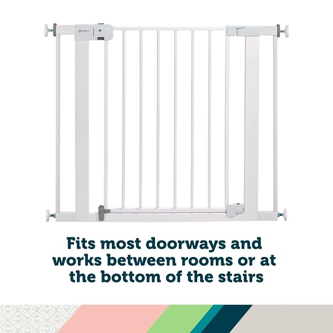 Safety 1st Easy Install Baby Gate for Doorways, Auto-Close Pressure-Mounted Magnetic Latch, Indoor Dog Gates, No Drilling, Fits 29"-38", Grey