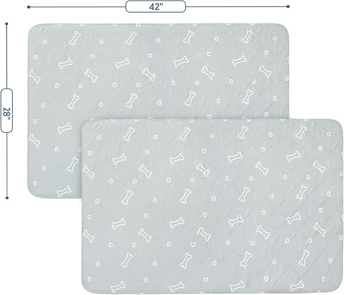 Washable Pee Pads for Dogs, 2 Pack Reusable Puppy Pads 28" x 42", Super Absorbent & Waterproof Training Mats for Potty, Crate, Kennel, Playpen, Bed & Sofa, Anti-Slip Wee Pee Pads for Dogs
