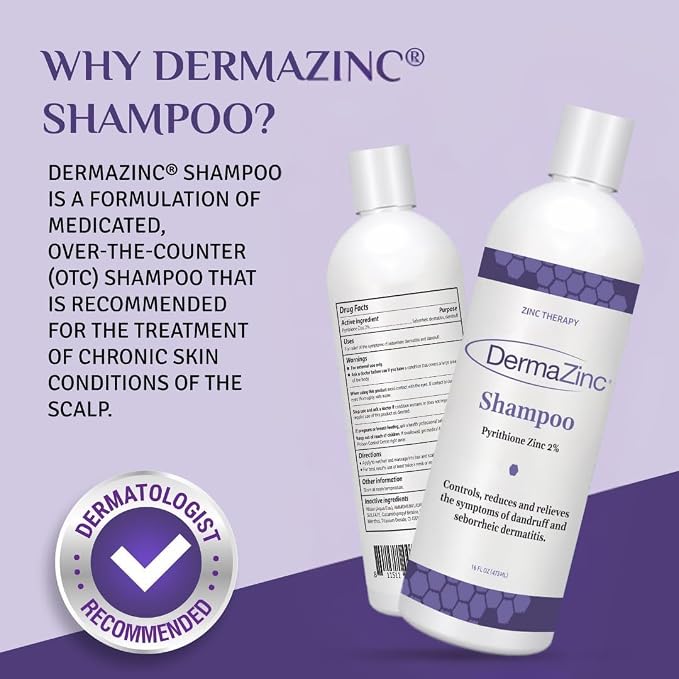 DermaZinc Shampoo with Spray/Drops Set Zinc Therapy for Skin. 1-4 fl. oz. Spray/Drops, 1-16 oz. Shampoo. | 1-4 fl. oz. Spray/Drops, 1-16 oz. Shampoo