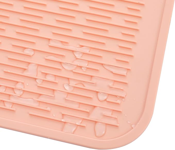 MicoYang Silicone Dish Drying Mat for Multiple Usage,Easy clean,Eco-friendly,Heat-resistant Silicone Mat for Kitchen Counter or Sink,Refrigerator or Drawer Liner Pink 2XL 24 inches x 18 inches