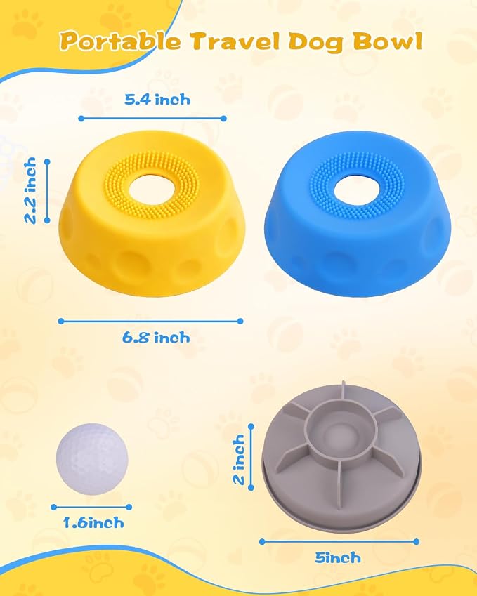 2 Pack Slow Feeder Dog Bowl with Rolling Ball, Interactive Lick Bowl for Dogs & Cats Anti-Slip Silicone Lick Mat for Liquid Treat Wet Food Bone Broth Enrichment Toy for Small Medium Large Dogs