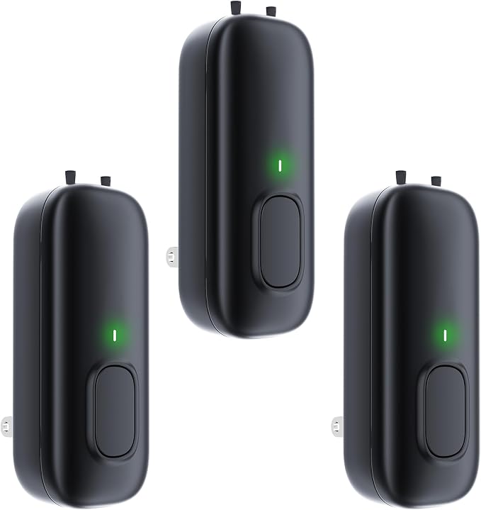 Plug In Negative Ion Air Purifiers Quiet Air Freshener for Bedroom Office Basement - Portable Mini Air Cleaner Odor, Dust, Pet Smell (black 3pcs)