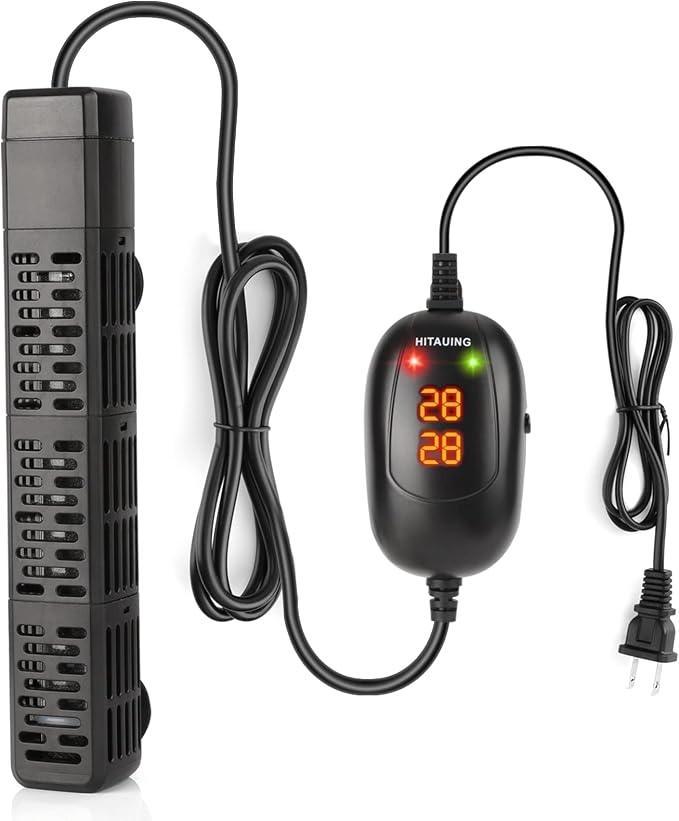 HiTauing Aquarium Heater, 50W/100W/200W/300W/500W Submersible Fish Tank Heater with Over-Temperature Protection and Automatic Power-Off When Leaving Water for Saltwater and Freshwater