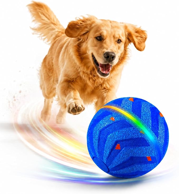 Smart Dog Ball - High-Elasticity E-TPU Interactive Toy, Automatic Rolling Ball with 2 Modes & LED Glow, 350mAh Long Battery Life, Motion Activated & USB-C Rechargeable for Dogs