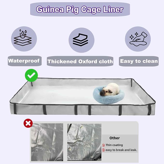 Guinea Pig Cage Liner Tarp Bottom Waterproof and Washable Base Also for Rabbits, Bunny, Chinchesillas, Hedgehog, Ferrets and Other Small Animals(36x72 inches)
