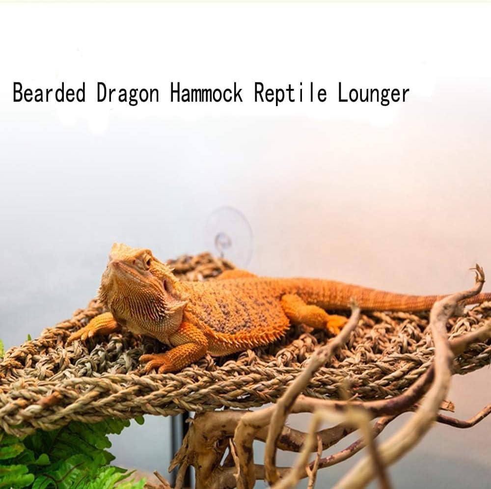 kathson Bearded Dragon Hammock, Reptile Terrarium Leaves with Suction Cups, Bearded Dragon Tank Accessories, Habitat Decor for Chameleon, Lizards, Geckos, and Snakes（16.53 x 12.6 x 12.6 inches, 2 PCS）