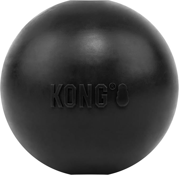 KONG Extreme Ball with Hole - Fetch Toy - Durable Dog Toy for Training, Interactive Playtime & More - Natural Extreme Rubber Ball - Black - for Medium/Large Dogs