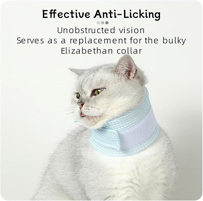 Cat Neck Brace Cover - Breathable Elizabethan Collar for Post-Surgery Recovery Anti-Lick Wound Adjustable Protective Cervical Cone for Small Medium Large Dogs Cats (Neck Girth 11.0-13.8" Depth3.9
