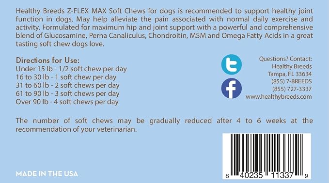 Healthy Breeds Great Pyrenees Z-Flex Max Hip and Joint Soft Chews 50 Count