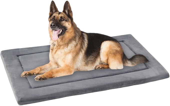KHONSU PET Dog Bed Mat for Crate 1.1in Slim Cooling Pad Reversible Flannel & Waterproof Canva for XXXL Dogs up to 130 lbs, Fits 54"x33" Basic Crate