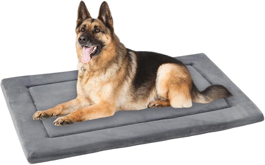 KHONSU PET Dog Bed Mat for Crate 1.1in Slim Cooling Pad Reversible Flannel & Waterproof Canva for XXXL Dogs up to 130 lbs, Fits 54"x33" Basic Crate