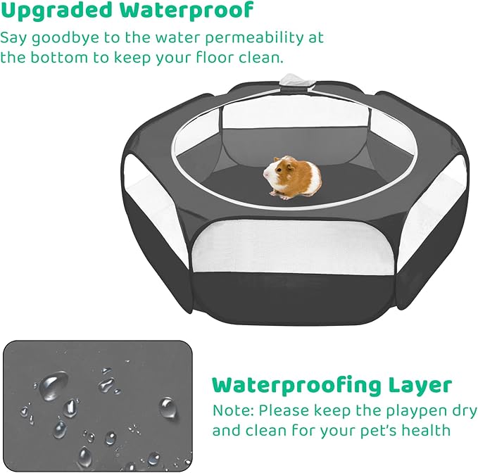 Amakunft Small Animal Pop-Up Playpen with Mesh Cover, 47'' x 23.6'' x 15'' Chicken Brooder Box, Play Pen Indoor Outdoor for Guinea Pigs, Bunny, Rabbits, Ferrets, Chinchillas, Kittens | Indoor/outdoor, water-resistant, chicken brooder, travel playpen fo...