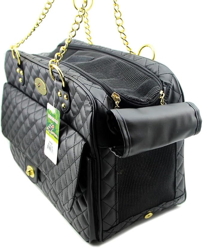 B-JOY New Dog Carrier Dog Handbag Dog Purse Pet Tote Bag Soft Sided Pet Carriers with Double Chain Handles Black