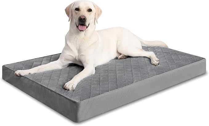 NUPIDA Orthopedic XL Dog Beds Large Sized Dog Waterproof Pet Bed for Crate with Removable Washable Cover and Non-Slip Bottom, 41x27 Inch, Dark Gray