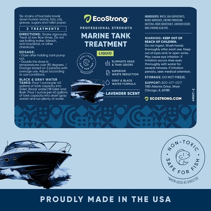 Eco Strong Marine Holding Tank Treatment | Powerful Enzymatic Black Water Digesting Liquid - Eliminates Tank Odor and Breaks Down Waste (10 x 2 Fl Oz)