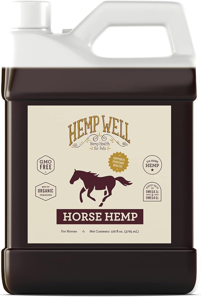 Hemp Well Thrive Oil for Horses, Everyday Supplement for Overall Health, Supports Hip, Joint, and Heart Health, Horse Joint Supplement, Organically Sourced Hemp Seed Oil- 1 Gallon