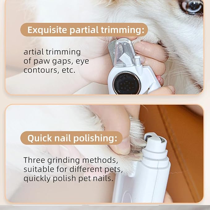 Electric Dog Nail Grinder & Clipper, Rechargeable Quiet Pet Nail Trimmer with LED Light, Professional Dog Nail File for Large Small Dogs, Cats, Puppies – Safe Painless Grooming Tool (gradient white)
