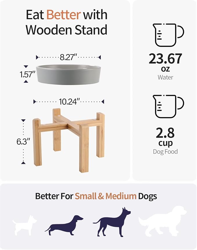 Grey Ceramic Dog Bowl Slow Feeder for Medium and Large Breed,Elevated/Raised 1.5 Cup 8.26 in Slow Feeding Bowl,Puzzle Dog Food Bowl for Fast Eater,Maze Dish for Fast Eater