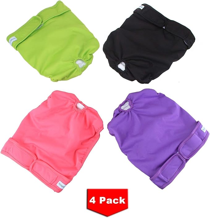 Teamoy 4pcs Washable Female Dog Diapers, Reusable Doggie Diaper Wraps for Female Dogs, Super-Absorbent and Comfortable, XL