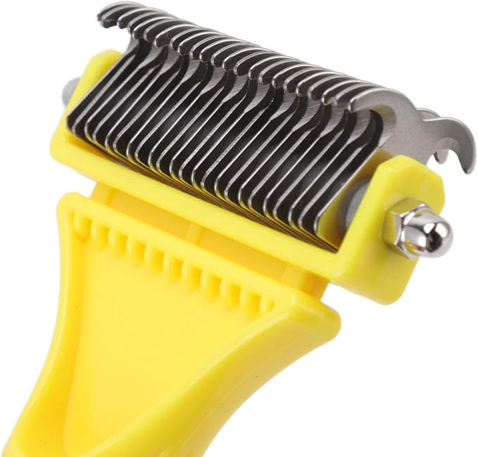 Undercoat Rake Kit, Stainless Steel Double Sided, Quick Open Knots, Safe for Dense Hair Pets, Ergonomic Handle, Sturdy and Durably, Rounded Edges for Sensitive Skin, Optimal Shedd