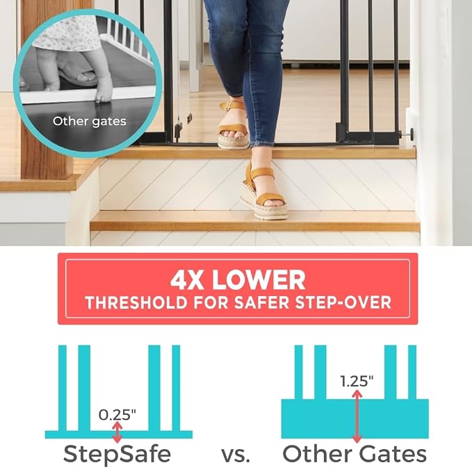 Toddleroo by North States - StepSafe Clear Walk-Thru Baby Gate: Metal Baby Gate with Clear Door - Adjustable Safety Gate for Kids - 29 to 38 Inches Wide - 30 Inches Tall - Black