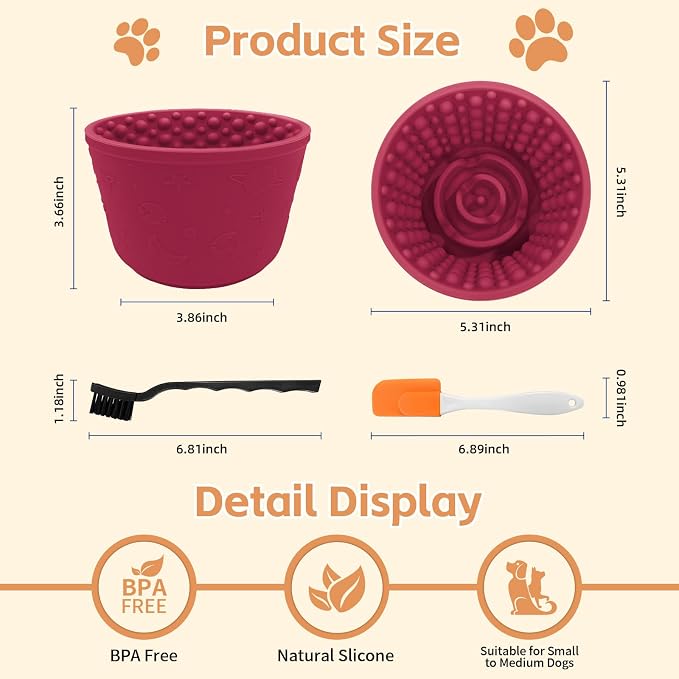 Dog Lick Bowl,Anxiety Relief Non-Slip Silicone Treat Bowl,Durable Anti-Choking Long-Lasting Enrichment Slow Feeder Licking Mat for Small Medium Large Breed,Freezable BPA Free Silicone Dishwasher Safe