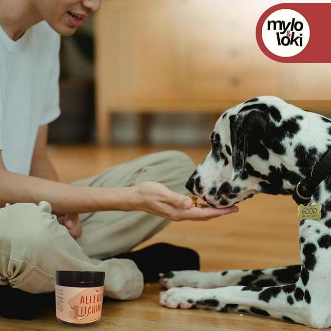 Mylo&Loki- Allergy & Itching Relief Chews for Dogs – Chicken Flavor, 120 Soft Chews – Supports Seasonal Allergy Relief, Itchy Skin, Coat Health, Digestive & Immune Support.