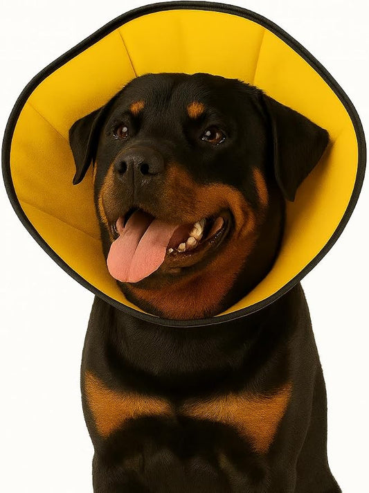 Soft Cone for Large Dogs – XXL Comfortable Adjustable Recovery Collar – Protective E-Collar for Surgery, Neutering & Wounds – Yellow 18.5 inches to 23.2 inches