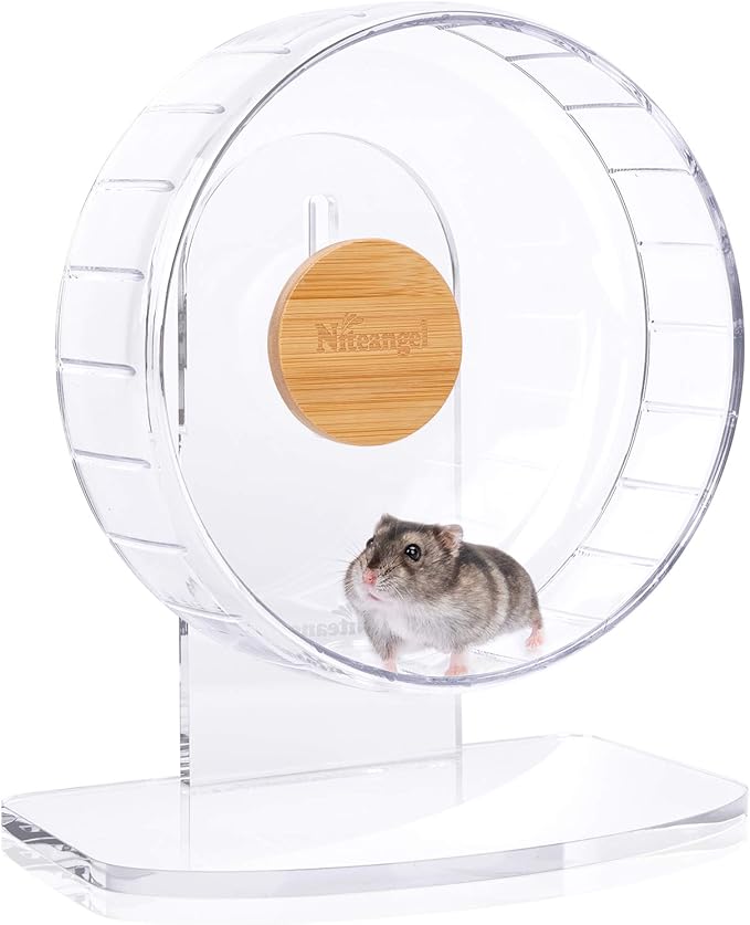 Niteangel 8.2-Inch Super-Silent Hamster Exercise Wheels with Platform: - Quiet Spinner Hamster Running Wheels with Adjustable Stand for Hamsters Gerbils Mice Or Other Small Animals