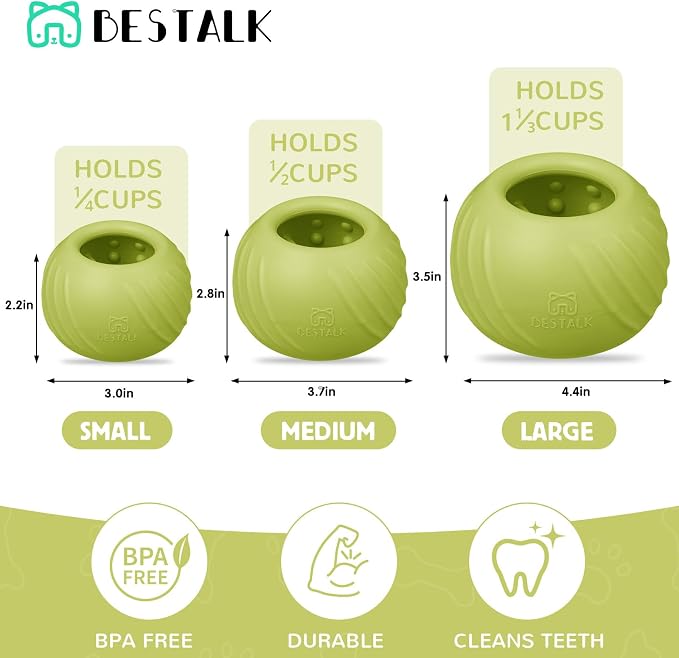 Long-Lasting Dog Lick Toy, Wobbly Dog Enrichment Lick Bowl to Keep Dogs Busy, Interactive Stuffable Dog Treat Feeder for Boredom, Silicone Treat Dispensing Chew Toy(Green,S)