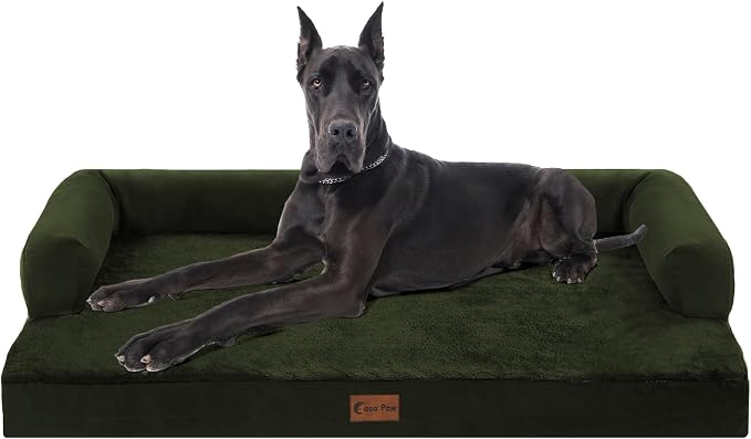 Orthopedic XXL Dog Beds, Waterproof Egg Crate Foam Big Pet Bed for All Breed Sized Dogs 53x42Inch, Washable Extra Large Dog Couch Bed with Removable Cover and Non-Slip Bottom, Olive Green